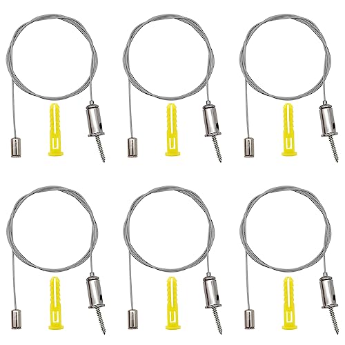 GOIYZTTR 6 Stück Seilaufhängung Einbauset Einstellbar, Edelstahl Aufhängung Drahtseil mit Zubehör Universal Abhängeset Geeignet für LED Panel Befestigungs von GOIYZTTR