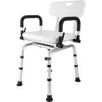 360° Drehbarer Duschstuhl Mit Armlehnen Und RüCkenlehne HöHenverstellbarer Lehne Duschhocker FüR Senioren Badestuhl Stuhl Dusche Shower Stool von GOJOY