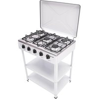 5 Flammig Gaskochfeld Freistehender, 2.5KW Tragbarer Gaskocher mit 2 Einlegeböden unb Abdeckung, Campingkocher Gasherd für Propan- und Erdgas von GOJOY