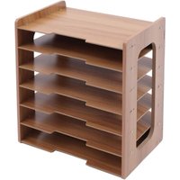 7 Ablagefächer Holz Büro Schreibtisch Organizer Briefablage Dokumentenhalter A4 Papierfach für Zuhause, Büro, Praxis (Dokumentenablage) von GOJOY