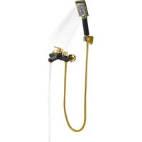 Gojoy - Badewannenarmatur mit Handbrause Einhebel Wannenarmatur Duscharmatur 1.5 m Brauseschlauch Schwarz und Gold von GOJOY