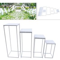 Blumenständer Metallsäule 4er-Set Blumenhocker Eckig Pflanzständer Dekor für Hochzeit Garten Wohnkulturen (Weiß, 45cm,60cm,75cm,90cm) von GOJOY