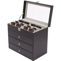 Brillenbox 18 Brillen Sonnenbrillen Aufbewahrungsbox aus Carbon Fiber PU, Brillen Schatulle mit Innen Samtstoff, Brillenkasten Brillenkoffer für von GOJOY