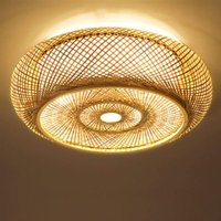 Deckenlampe Antike Bambus Deckenlampe Retro Kreative Rattan Lampenschirm Kronleuchter E27 Land Korridor Pendelleuchte Handgewebte Warmes Lamp 40cm von GOJOY
