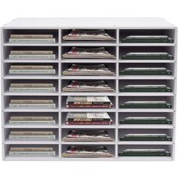 Dokumentenablage MDF Briefablage 24 Fächer Schreibtisch Organizer Dokumentenhalter A4-Papierablage für Büro Zuhause Schule (Weiß) von GOJOY