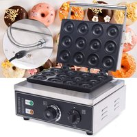 Donut Maker, 12 Grids Doughnut Baker Maker Donut Machine Waffeleisen Kommerzielle Edelstahl 220V 1550W für Partys Cafés und Teeläden Silber von GOJOY