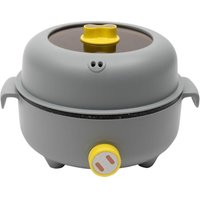 Elektrischer Hot Pot, Mini Elektrischer Kochtopf Dampfkocher Rund Tragbare 2.2L Antihaft Elektro Bratpfanne mit Dampfgarer & Deckel Multi-Kocher für von GOJOY