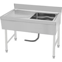 Freistehend Edelstahl Waschbecken, 100x50x80cm Waschtisch Outdoor Spüle, Camping Spülbecken mit Abflussrohr Filter Spültisch Freistehend von GOJOY