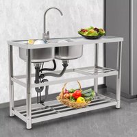 Freistehend Küchenspüle Spültisch 2 Becken Rechts Gastrospüle Waschtisch Edelstahl Kommerzielle Restaurant Spüle 120x80cm Freistehend Küchenspüle Spültisch 2 Becken Rechts Gastrospüle Waschtisch Edelstahl Kommerzielle Restaurant Spüle 120x80cm von GOJOY