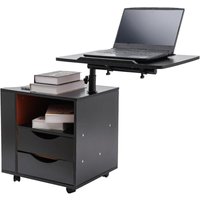 Funktioneller Drehbarer Nachttisch Mit Schublade, Hubtisch, Multifunktions Verstellbarer Tisch Mit Rollen (Schwarz) von GOJOY