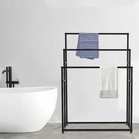 Handtuchhalter Stehend 75 x 25 x 110 cm Großer freistehender 3-Stöckiger Bodenstehender Handtuchhalter zum Trocknen von Handtüchern im Schlafzimmer, von GOJOY