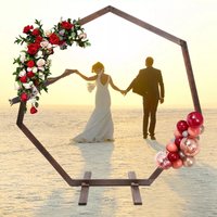 Gojoy - Hochzeitsbogen, Großer Holz Hochzeitsbogen Heptagonaler, Retro Traubogen Hintergrund Ständer Hochzeit, 2.24M Ballonbogen für Geburtstagsfeier von GOJOY