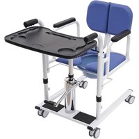 Hydraulischer Patientenlifter Transferstuhl Höhenverstellbare Duschstuhl mit Rollen bis 150kg Toilettenstuhl mit Tischplatte für Senioren 180° von GOJOY