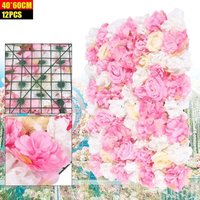 Künstliche Blumenwand, Rosenwand 12x Kunstblumen Hochzeit Straße Hintergrund Wand 40 x 60cm für Hochzeit Hintergrund Party Heimdekoration Rosa von GOJOY