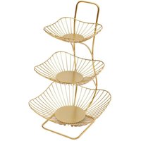 Obst Etagere, 3 Stöckig Obstschale Modern Obstkorb aus Metall Obstständer für Gemüse Obst Snacks (Gold) von GOJOY