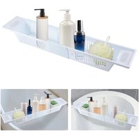 PP Badewannenablage Ausziehbar Weiß 80x15x10cm Einziehbar Badewannentablett aus Kunststoff für Duschgel PP Badewannenablage Ausziehbar Weiß 80x15x10cm Einziehbar Badewannentablett aus Kunststoff für Duschgel von GOJOY