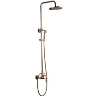 Regendusche Bad Duschkopf Duschset Nostalgie Duscharmatur Mit Handbrause Retro Duschsystem Gold Antik Kupfer Edelstahl Shower Brauseset Rund von GOJOY