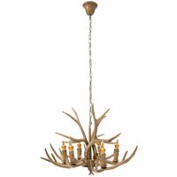 Retro Geweih Kronleuchter 6-Kopf Harz Hirschgeweih Hängelampe Deckenlampe Geweihlampe Pendelleuchte E14 von GOJOY