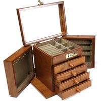 Retro Holz Schmuckdose, Groß Schmuckkasten Schmuckschatulle Schmuckkästchen Schmuckkoffer (Braun) von GOJOY