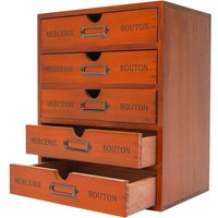 Schreibtisch-Organizer aus Holz im Vintage-Stil mit 5 Schubladen für Dokumente, Stifte, Notizbücher und Aufkleber (25,9 x 17,3 x 31,8 cm) von GOJOY