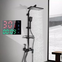 Thermostat Dusche Gold Wandarmatur Säule Anti-Kalk Design Haus Armatur poliert Chrom inklusive Multifunktional Höhe verstellbar Komplettes Zubehör von GOJOY