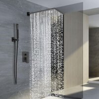 Unterputz-Brausegarnitur Regendusche Duschsystem Badezimmer-Brausegarnitur Silber Quadratischer mit Handbrause für Häuser Hotel Schulen von GOJOY