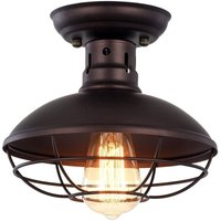 Vintage Deckenleuchte Schwarz Metal Ceiling Light E27 Semi Flush Mount Ceiling Light Vintage 8,7 inch Deckenlampen Industrielampe Lampe von GOJOY