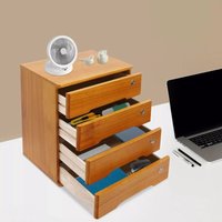 Vintage-Schreibtisch-Organizer aus Holz mit 4 Schubladen, stapelbare Bastelschubladen mit Schloss, Büro-Aufbewahrungsbox mit Schubladen, Schrank, Vintage-Schreibtisch-Organizer aus Holz mit 4 Schubladen, stapelbare Bastelschubladen mit Schloss, Büro-Aufbewahrungsbox mit Schubladen, Schrank, von GOJOY