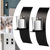 Gojoy - Wand Kerzenhalter Paar Set für Teelichter Kerzen Leuchter Halterung schwarz 2er von GOJOY