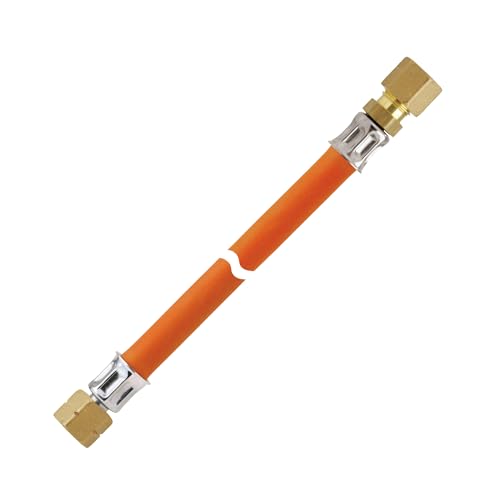 GOK Gasschlauch, Mitteldruck-Schlauchleitung aus Gummi mit Textileinlage, G 1/4 LH-ÜM x RVS 8, 40 cm lang, DVGW-geprüft, PS 10 bar, zur Verbindung von Armaturen, Verbrauchsgeräten und Leitungen von GOK
