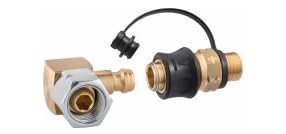 GOK Steckkupplung SET: SKU-QR PS5bar G1/4 LH-KN x SKU und Steckn. STN x G1/4 LH-UEM 90G SV – Hochwertiges Zubehör für präzise Gasversorgung! von GOK