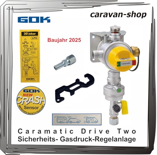 GOK Zweiflaschenanlage 30mbar Vertikal Caravan Wohnmobil Crash-Sensor Regler Gas von GOK