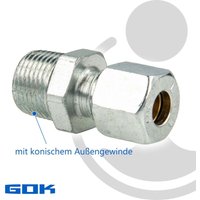 Schneidringverschraubung Typ GERK - Gerade Verschraubung Ø 8 mm x R 3/8 Zoll AG, konisch (R), Stahl verzinkt, Schneidring Messing von GOK