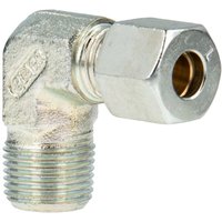 Schneidringverschraubung Typ WERK - 90° Winkel - Verschraubung Ø 8 mm x R 1/2 Zoll AG, Stahl verzinkt, Schneidring Messing von GOK