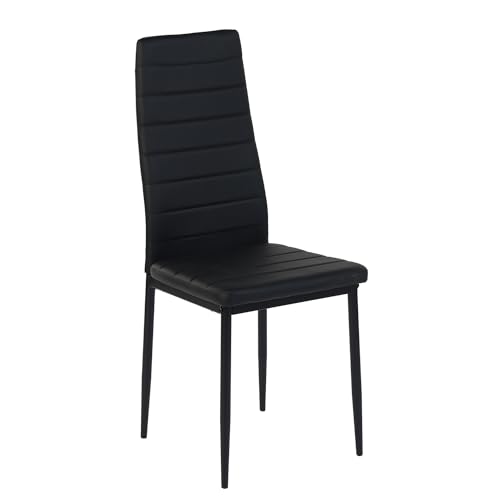 GOKHOMX 1 schwarzer Esszimmerstuhl mit hoher Rückenlehne, Küchenstuhl für Esszimmer, Küche und Büro, Beine aus Metall, Schwarz von GOKHOMX
