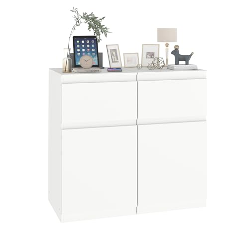 GOKHOMX 2er-Set Kommode Weiß mit 1 Schublade und 1 Tür, Komodenschrank für Schlafzimmer Schubladenkommode Weiss Nachttisch für Wohnzimmer Schlafzimmer Flur (1 Schublade 1 Tür, 40x40x75cm) von GOKHOMX