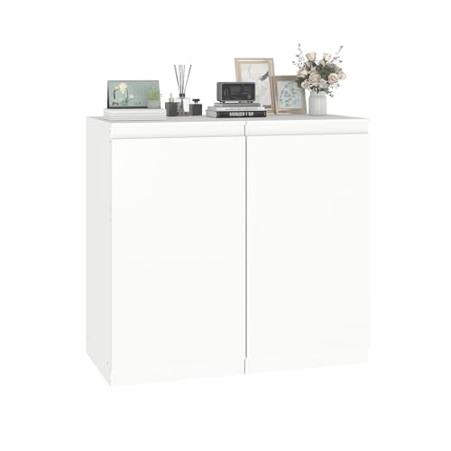 GOKHOMX 2er-Set Kommode Weiß mit 1 Tür und verstellbaren Regalen, Komodenschrank für Schlafzimmer Nachttisch Beistelltisch Schubladenkommode für Schlafzimmer Wohnzimmer Flur (1 Tür, 40x40x75cm) von GOKHOMX