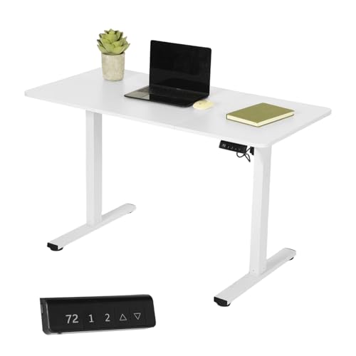 GOKHOMX Elektrisch Höhenverstellbarer Schreibtisch 120x60cm mit Memory-Funktion und USB-ladeanschluss, Ergonomischer Schreibtisch Höhenverstellbar Sitz-Steh Büroschreibtisch Weiß für Homeoffice von GOKHOMX