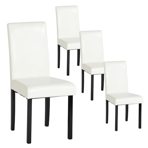 GOKHOMX Esszimmerstühle, 4,4 Stück, für Wohnzimmer, Stuhl, Kunstleder, weißer Stuhl und Holz, geeignet für Wohnzimmer, Küche, Bars und Restaurants von GOKHOMX