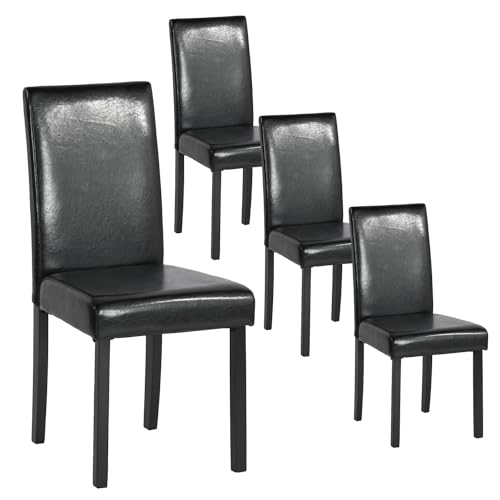 GOKHOMX Esszimmerstühle, 4,4 Stück, schwarz, modern, PU, mit Holzbeinen, geeignet für Wohnzimmer, Küche, Bars und Restaurants von GOKHOMX