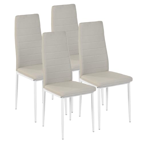 GOKHOMX Esszimmerstühle, 4 Stück, moderner Esszimmerstuhl mit Metallbeinen, gepolsterter Stuhl, Esszimmer, bequem, beige, kann in Küche, Wohnzimmer, Schlafzimmer verwendet werden von GOKHOMX