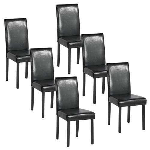 GOKHOMX Esszimmerstühle, 6,6 Stück, schwarz, modern, PU, mit Holzbeinen, geeignet für Wohnzimmer, Küche, Bars und Restaurants von GOKHOMX
