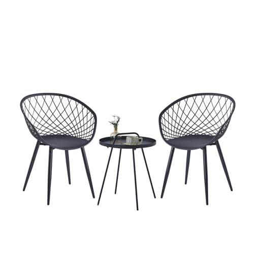 GOKHOMX Gartenmöbel Set 2 Personen,Balkonset 2 Stühle 1 Tisch,Terrassenmöbel für den Außenbereich, kleines Gartenmöbel-Set für Balkon,Terrasse und Garten, schwarz von GOKHOMX