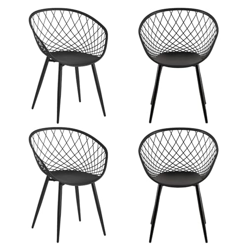GOKHOMX Gartenstühle 4er Set, Gartensessel Terrassenstühle Balkonstühle mit Armlehnen Outdoor Sessel Kunststoffstühle mit Rückenlehne und Metallbeinen Terrassenmöbel Balkonmöbel Set von GOKHOMX