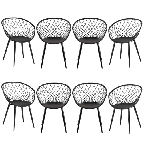 GOKHOMX Gartenstühle 8er Set, Gartensessel Terrassenstühle Balkonstühle mit Armlehnen Outdoor Sessel Kunststoffstühle mit Rückenlehne und Metallbeinen Terrassenmöbel Balkonmöbel Set von GOKHOMX