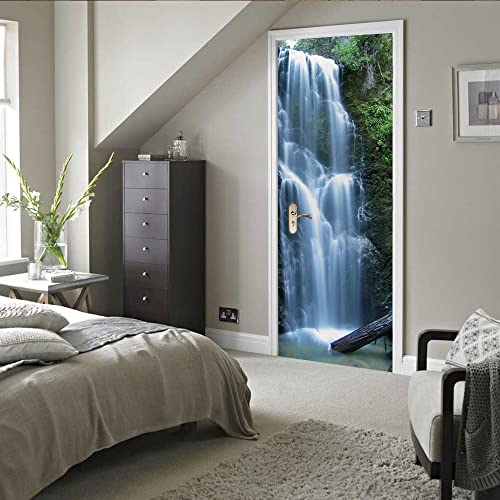 3D Türaufkleber Wasserfall Türposter 3D Türsticker Selbstklebend Tapete Wasserdichtes Abnehmbare Wohnzimmer Wandtattoos Vinyl Wandbild Wohnkultur B90 x H200cm von GOKSEL