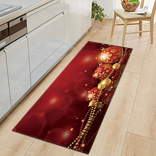 GOKSEL Küchenläufer Weihnachten & Kugeln Rutschfester,wasserdichter,abwaschbarer Küchenteppich,Teppich Läufer Küchenmatte für,Flur,Schlafzimmer,Badezimmer 60 x 180cm von GOKSEL