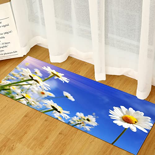 GOKSEL KüchenläuferGelb & Gänseblümchen rutschfest Küchenteppich mit Wasserdicht, Teppich Läufer Küchenmatte für Küche Flur Wohnzimmer Schlafzimmer Badezimmer 50 x 160cm von GOKSEL