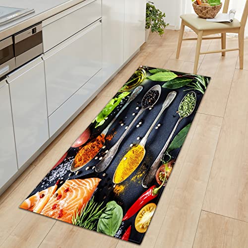 GOKSEL Läufer rutschfestes Küchenmatten Farben & Gewürze rutschfeste Küchenmatten und Teppiche Waschbare Gummiunterlage Fußmatte Mikrofaser 50 x 140cm von GOKSEL