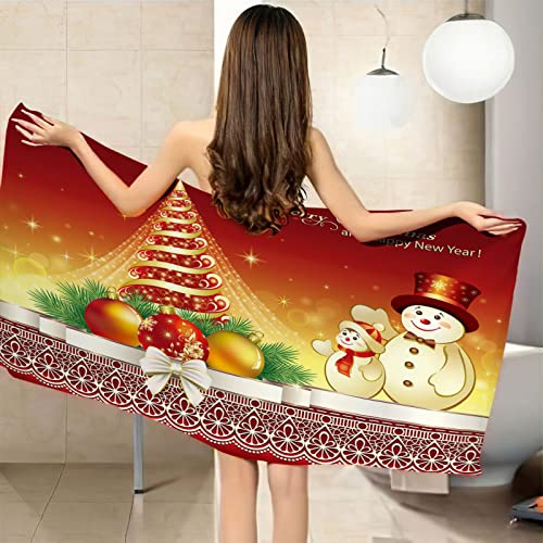 GOKSEL Mikrofaser Strandtuch Cartoon & Schneemann 3D Badetuch Modern Weiches Leicht Handtuch Schnelltrocknend Sandfreies Strandhandtuch für Erwachsene Kinder 80 x 130 cm von GOKSEL